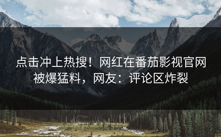 点击冲上热搜！网红在番茄影视官网被爆猛料，网友：评论区炸裂