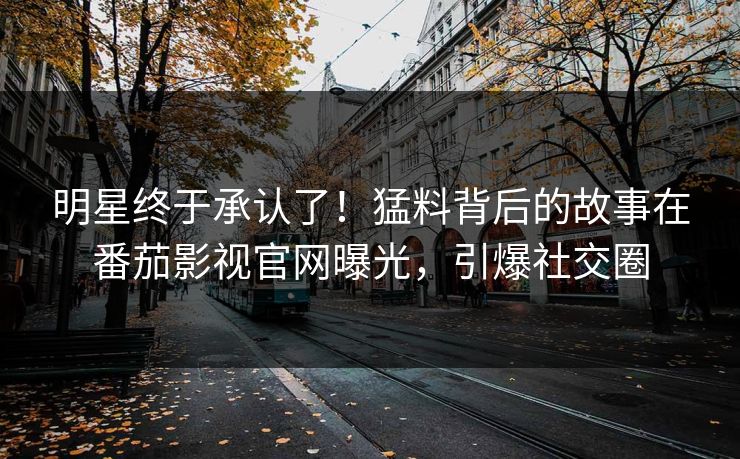 明星终于承认了！猛料背后的故事在番茄影视官网曝光，引爆社交圈