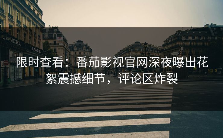 限时查看：番茄影视官网深夜曝出花絮震撼细节，评论区炸裂