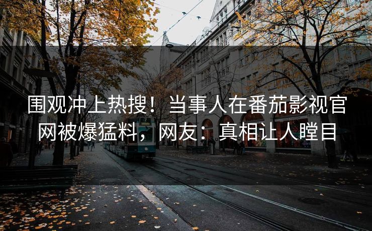 围观冲上热搜！当事人在番茄影视官网被爆猛料，网友：真相让人瞠目