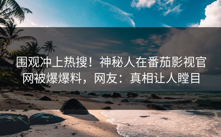 围观冲上热搜！神秘人在番茄影视官网被爆爆料，网友：真相让人瞠目