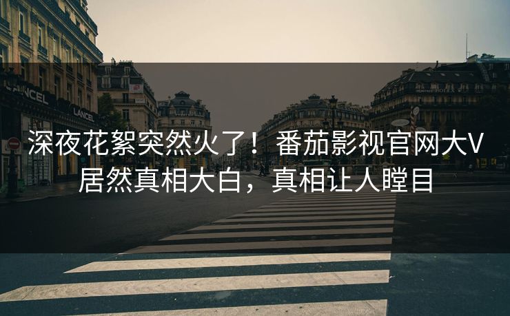 深夜花絮突然火了！番茄影视官网大V居然真相大白，真相让人瞠目