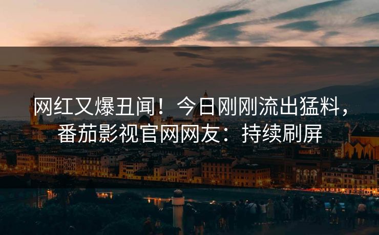 网红又爆丑闻！今日刚刚流出猛料，番茄影视官网网友：持续刷屏