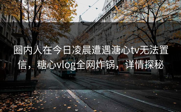 圈内人在今日凌晨遭遇溏心tv无法置信，糖心vlog全网炸锅，详情探秘